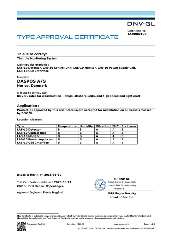 Certification of LAS-10 Detector